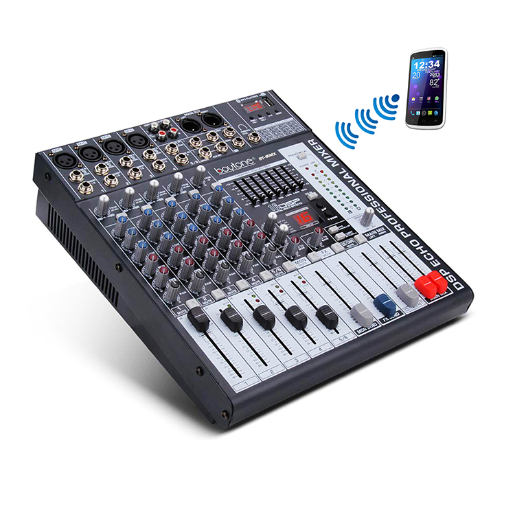 Boytone BT-60MX 6-Channel Bluetooth Studio Audio Mixer DJ Sound Controller